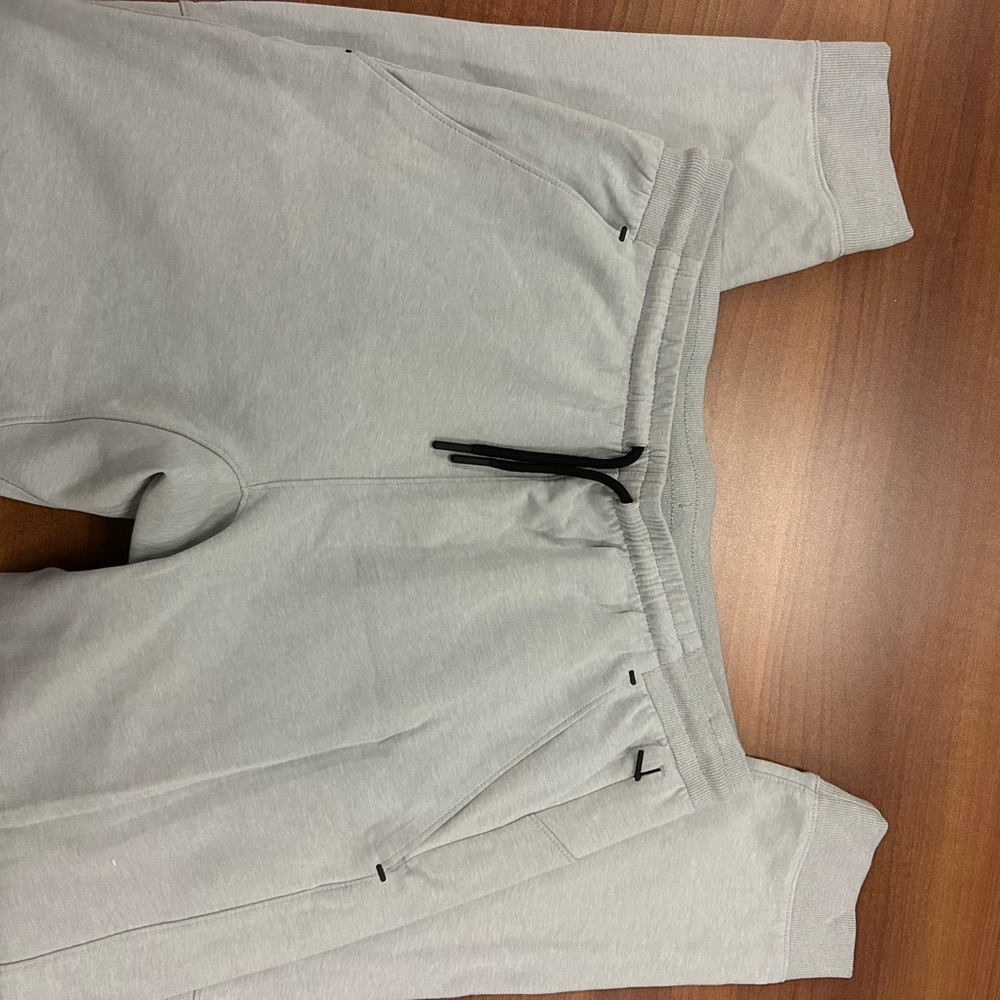 Gray Jogger Pants with Black Drawstring